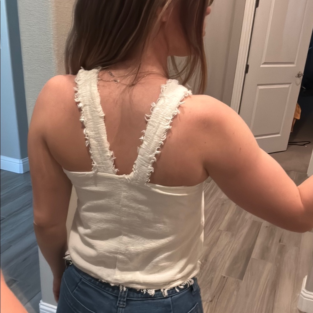 Sincerely Jules Cream Ruffled Backless Tank Top - Picture 5 of 7